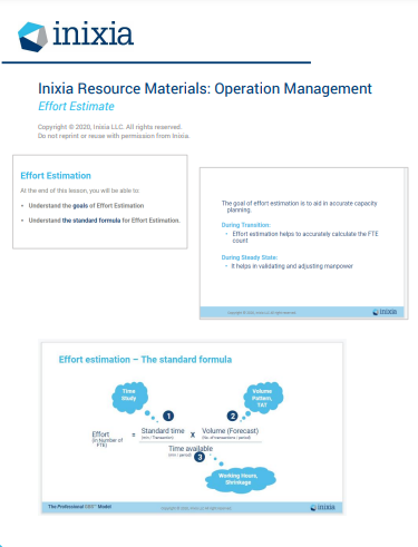 Inixia Resource Materials: Operation Management, Effort Estimate